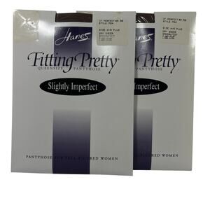 2 Pair Hanes Fitting Pretty Queensize Size 4-5 Plus Pantyhose P24 Sheer Sandal